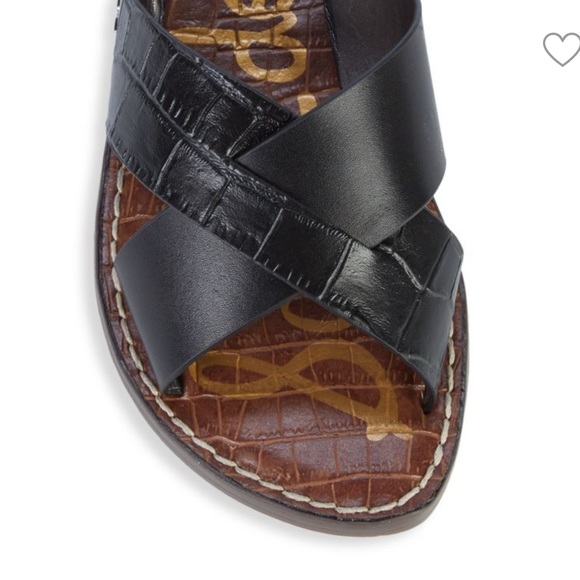 SAM EDELMAN Gillian Crocodile-Embossed Leather Slide Sandals Sz 6 - Picture 5 of 9